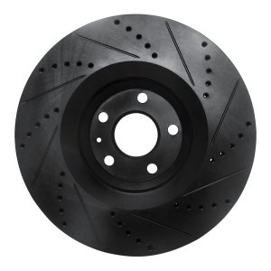 Audi TT Quattro Brake Rotor (1) - Front Left - R1 Concepts - Drilled & Slotted - Black - `08-`11